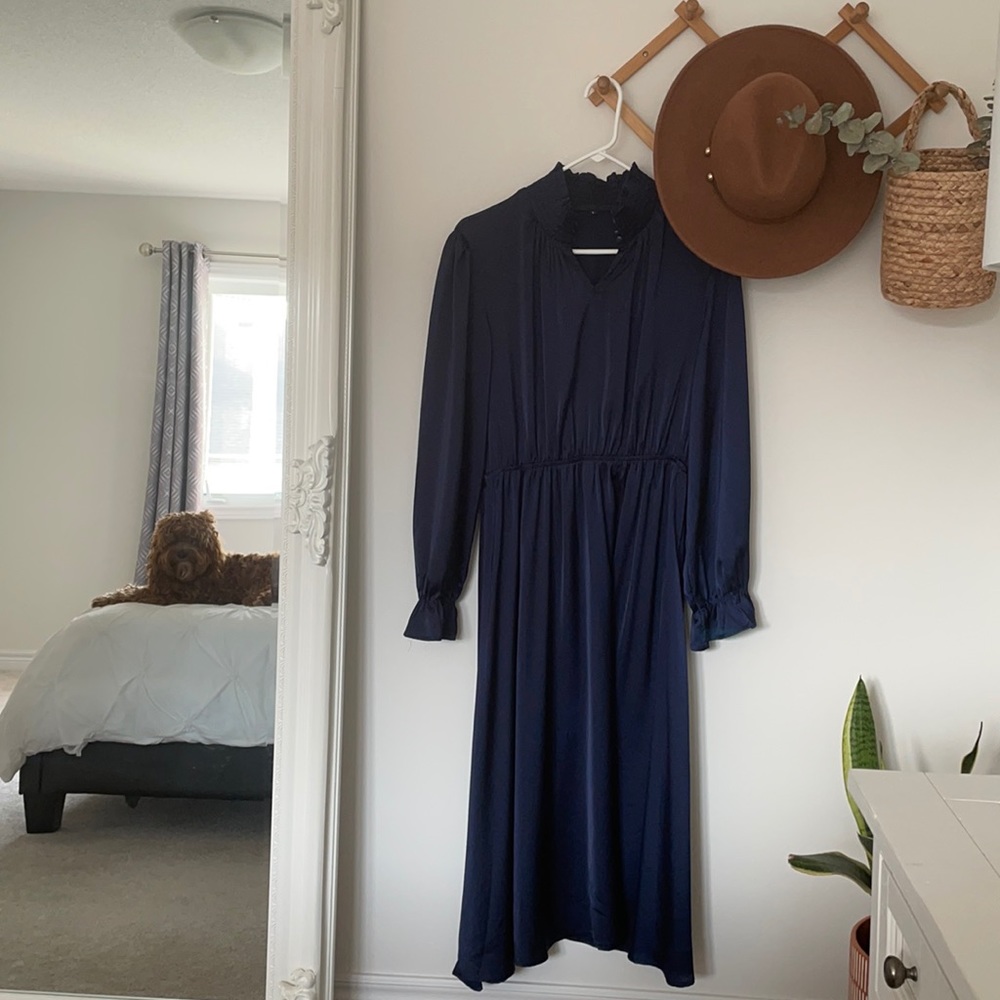 Amazon | Navy Blue Silk Dress